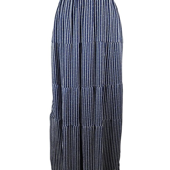 Tommy Girl Womens Navy & White Striped Maxi Sundress Size Small Casual Tiered - Picture 6 of 10